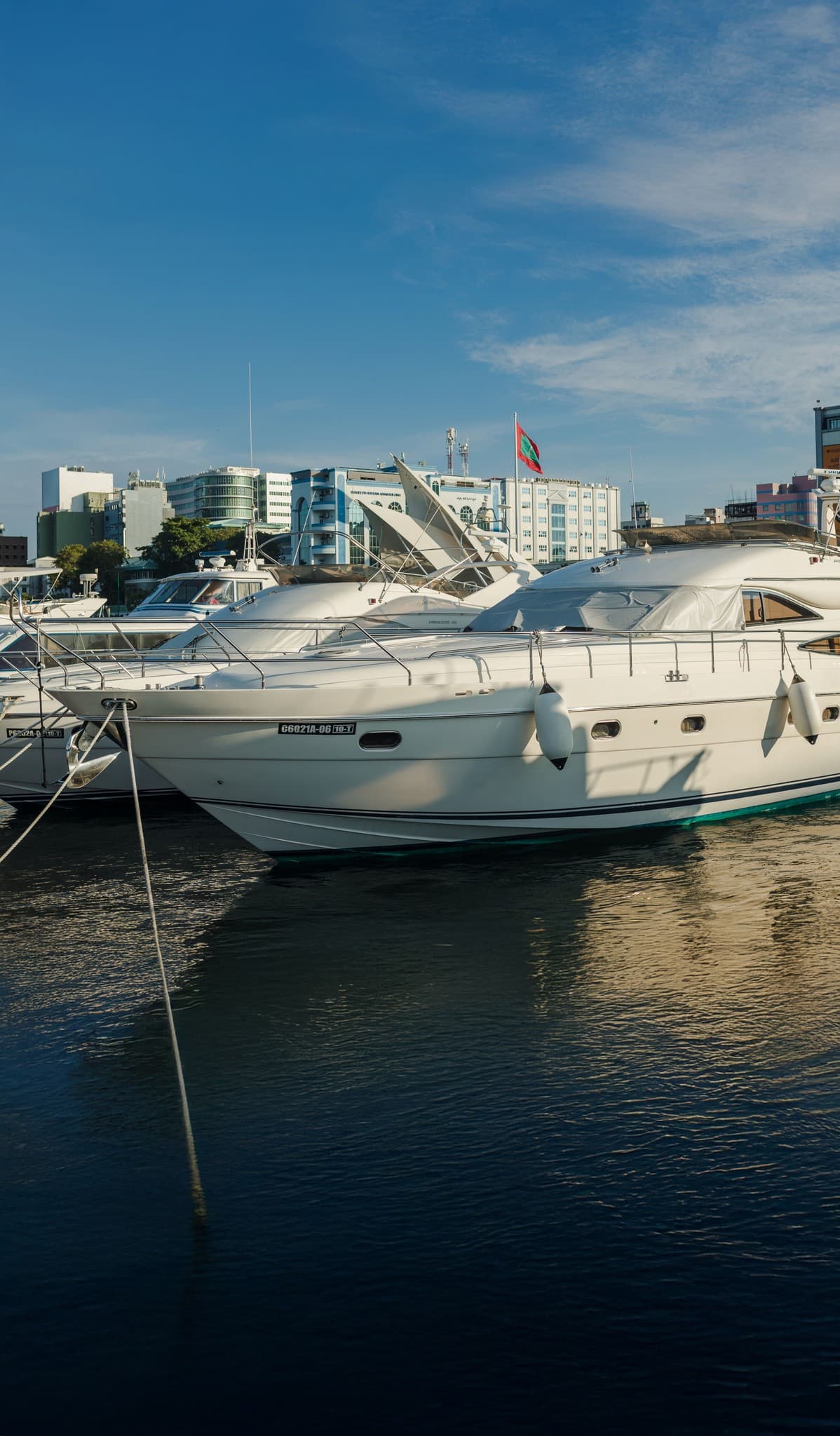 Yachts moored along the Malé waterfront
